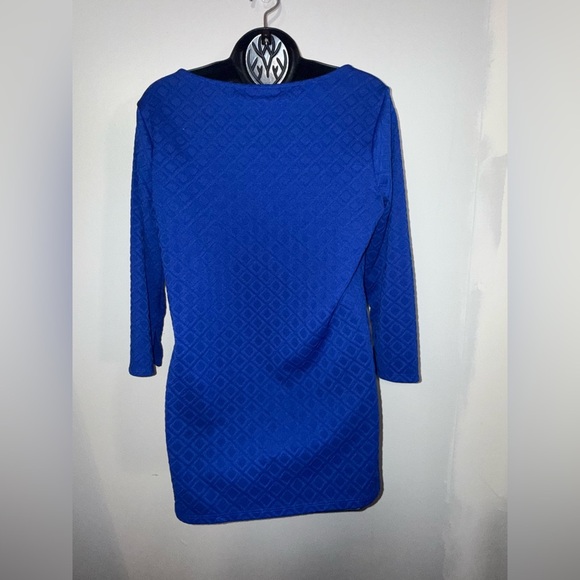 Dana Buchman Royal Blue Textured Keyhole Tunic Blouse Size M High Low Office - Picture 5 of 11